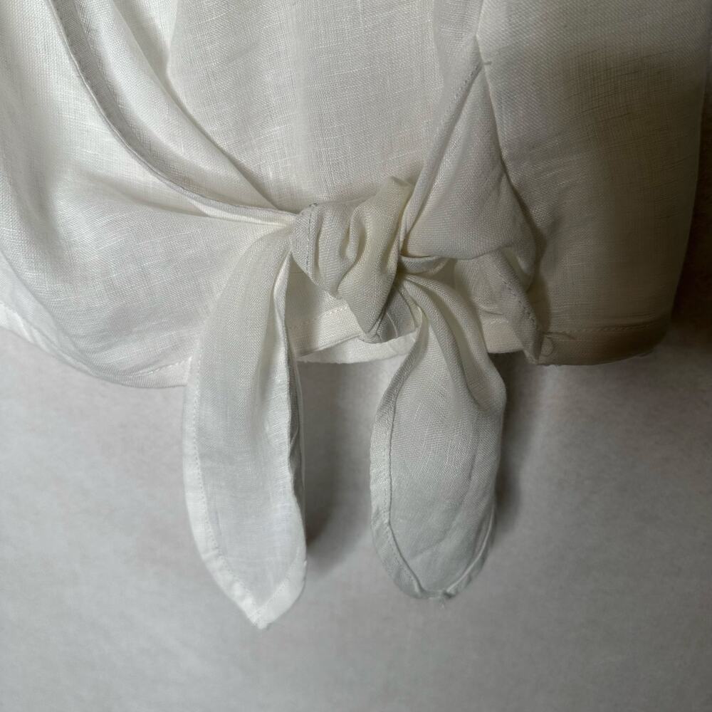 NWT Cynthia Rowley White Linen Sleeveless Wrap Tie Blouse – Size XL - Picture 5 of 9
